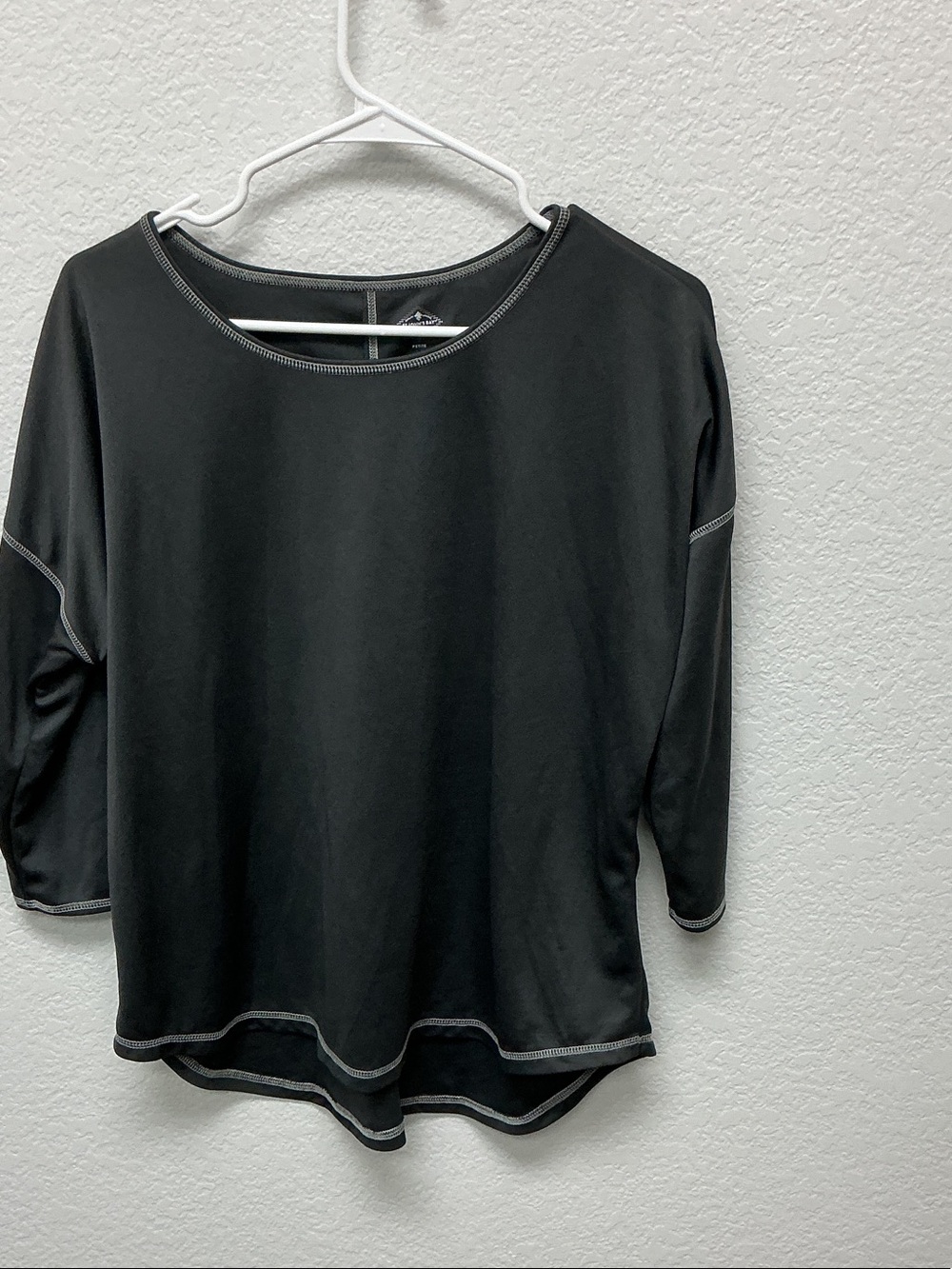 St. John's Bay Black Long Sleeve Top with Gray Contrast Stitching
